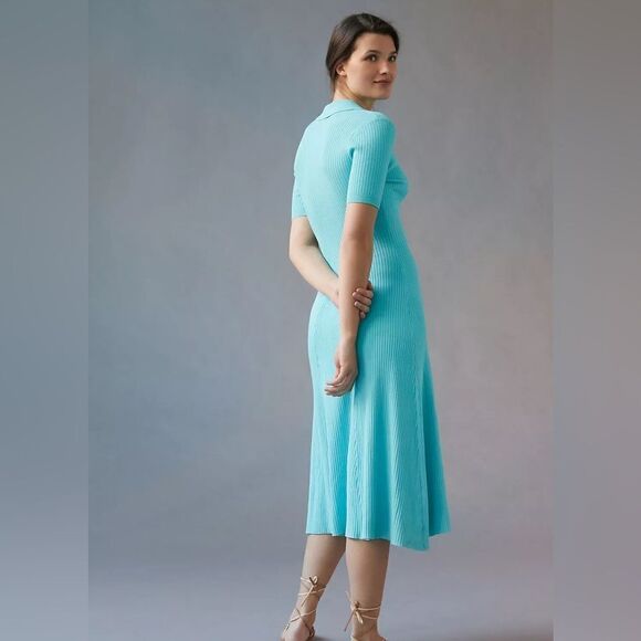 Anthropologie Current Air Collared Ribbed Midi Dress NWT - Picture 2 of 11
